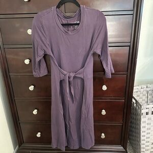 Latched Mama Purple Nursing Dress with Tie Waist